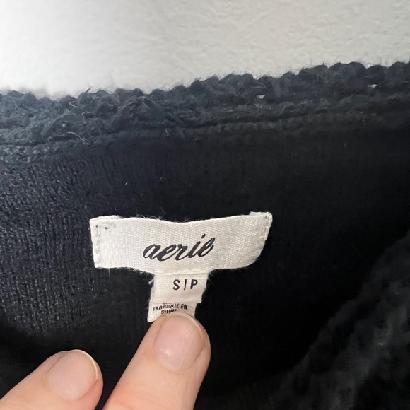 Aerie Black Summer Nights Textured Cropped Tank Top Bohemian Beachy Size S - Picture 7 of 8